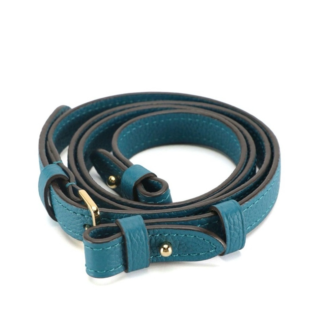 Louis Vuitton Teal Leather Bag Strap with Gold Details
